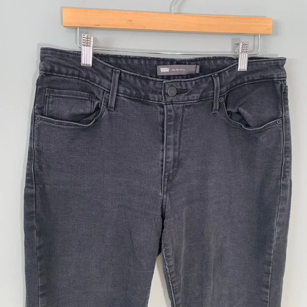 Levi's Mid‎ Rise Skinny Jeans Women 12M Black Stretch Denim